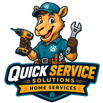Quick Service camel mascot holding tools